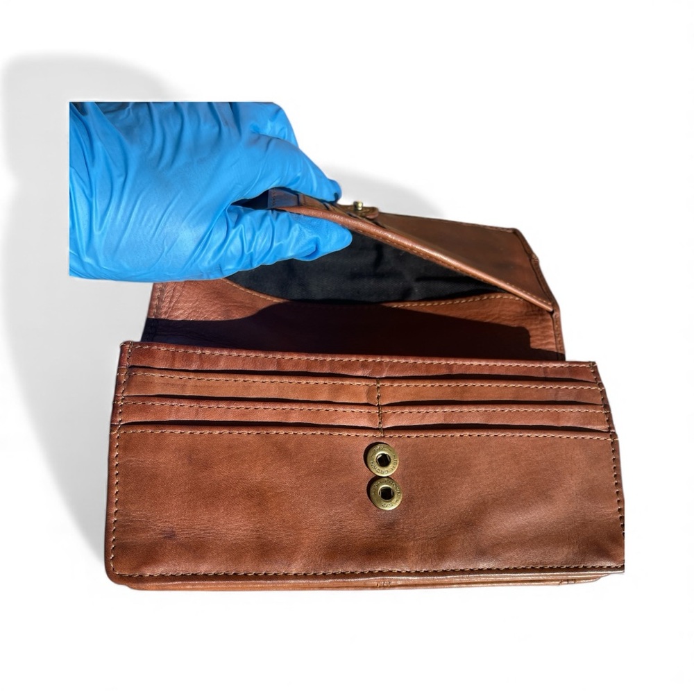 Brown Leather Clutch Wallet with Anchor Detail - Picture 11 of 14